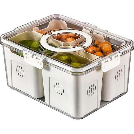 Plateau à fruits pour grand réfrigérateur, boîte à goûter transparente à 4 compartiments pour pique-nique et rangement alimentaire. (1/5)