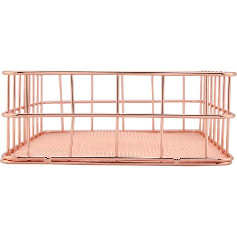 Panier de rangement en fer forgé couleur or rose (grand format) (1/4)