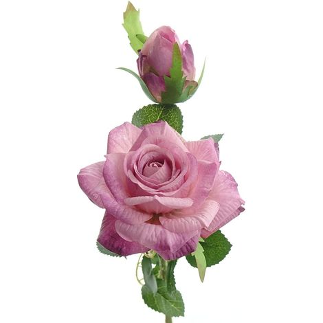 DEKO® FLORALE Rosenblüte & Knospe Pink bis Violett 47 cm - Kunstblumen