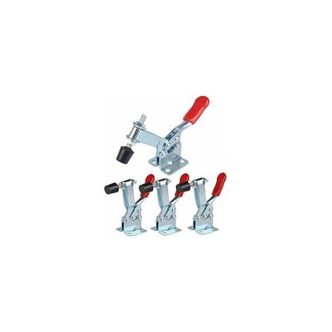 Serre-joint -GH-201-B - Lot de 4 sauterelles à serrage vertical avec base horizontale - Capacité 90 kg -