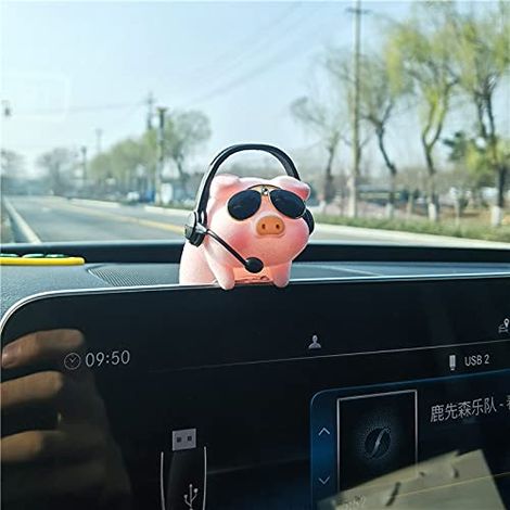Décoration cochon porte-bonheur pour voiture - Adorable compagnon de tableau de bord et décoration de bureau