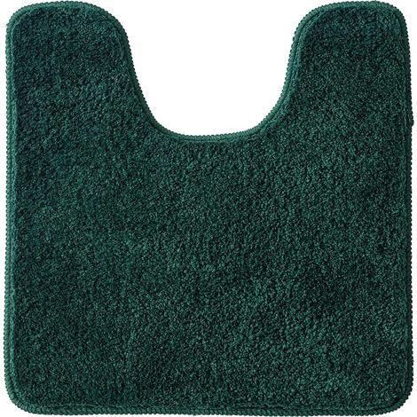 1 Tapis De Toilette Forme U Microfibre Antidérapant Absorbant Vert Foncé Pour Salle De Bain (1/5)