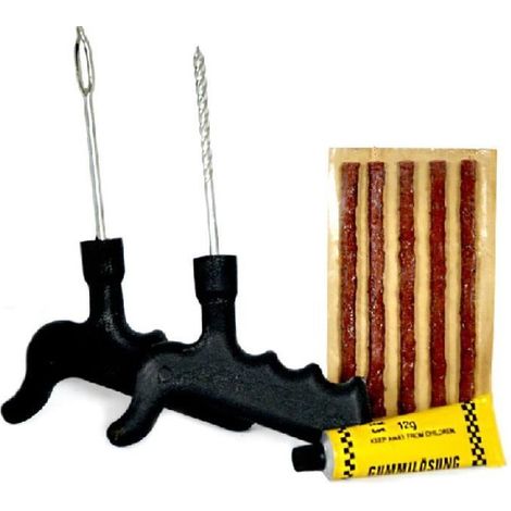 Kit de réparation pneu tubeless 8 pcs avec outils et bandes de sécurité (1/4)