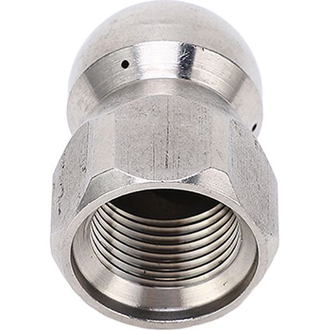 Buse de nettoyage haute pression 5000 PSI pour le débouchage de canalisations, buse de nettoyage à jet d'eau en acier inoxydable, tête sphérique, 1 orifice avant, 3 orifices arrière, filetage G3/8 po (1/5)