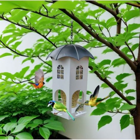 Mangeoire à oiseaux suspendue d'extérieur – design rustique de style cottage, adaptée aux patios et jardins (221515 cm) (1/4)