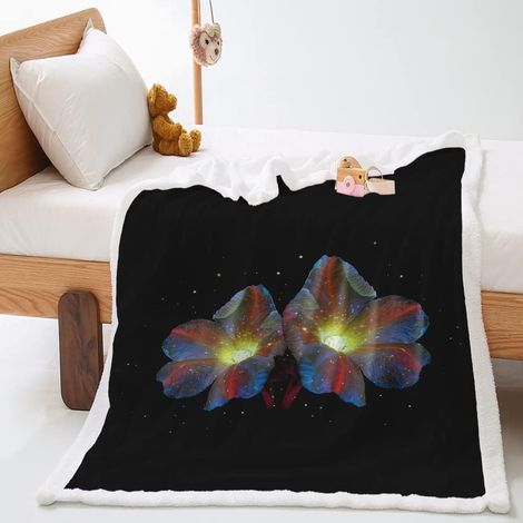 Couvertures et Fleurs fraîches 3D Imprimé Épaisse Douce en Peluche Couette Literie Couverture Canapé Camping Voyage Chaud Drap de Lit Adulte Enfant (Fleur rougeoyante,120x90cm) (1/5)