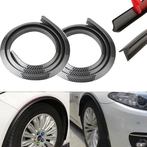Set mit 2 universellen Radlaufverbreiterungen – 1,5 m Carbonfaser-Abdeckung – Gummileisten – Für PKW – Crezuo