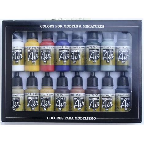 Vallejo 71178 Colorante per modellismo Bianco, Giallo, Rosso, Blu, Grigio-Blu, Verde oliva, Turchese, Giallo-Oliva, Mar