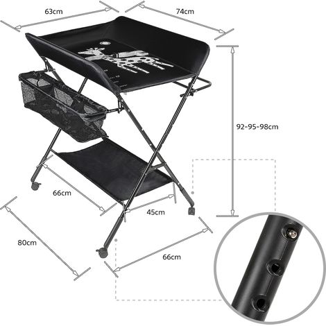 Table a langer pliable avec panier de rangeme noir (1/5)