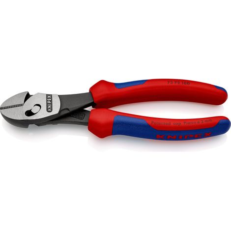 KNIPEX 73 72 180 BK TwinForce® Pince coupante de côté haute performance avec poignées multimatières atramentisée noire 180 mm (1/9)