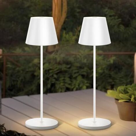 Pair Lampes de chevet sans fil (lot de 2), lampe de bureau sans fil en métal de 38 cm, rechargeable avec batterie de 5200 mAh, IP54, USB-C, portable, pour chambre et salon, 3 modes, intensité variable (1/5)