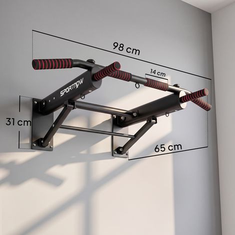 Klimmzugstange klappbar Klimmzüge mit rutschfesten Griffen, Wandmontage max. 120 kg, 98 x 65 x 31 cm Schwarz (1/5)