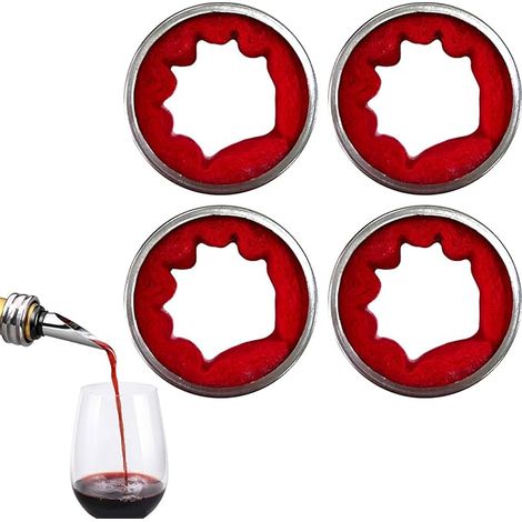 Anneaux Anti-goutte Réutilisables en Acier Inoxydable, Stop Goutte Vin, Accessoires de Vin Anti-fuite pour Bouteilles Bar, Restaurant et Maison (1/5)
