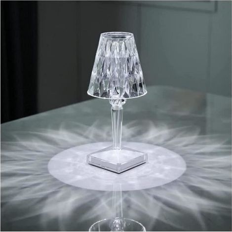Lampe De Table - Cristal Acrylique - Lumière Tricolore Réglable - Rechargeable USB - 1 Pièce (1/4)