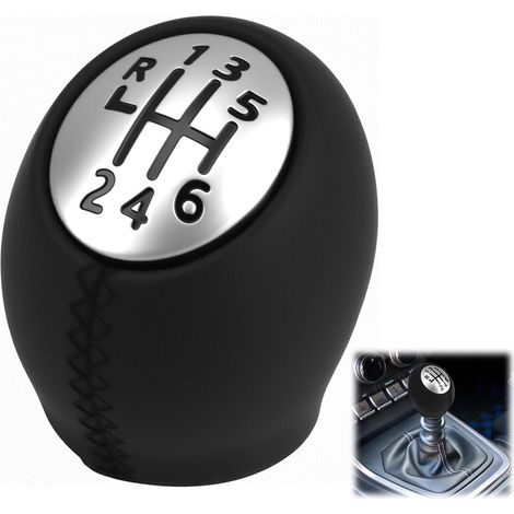 Pommeau de vitesse 6 rapports Clio 3 Megane Scenic Laguna Espace Trafic, levier en cuir PU noir, prise ergonomique (1/5)