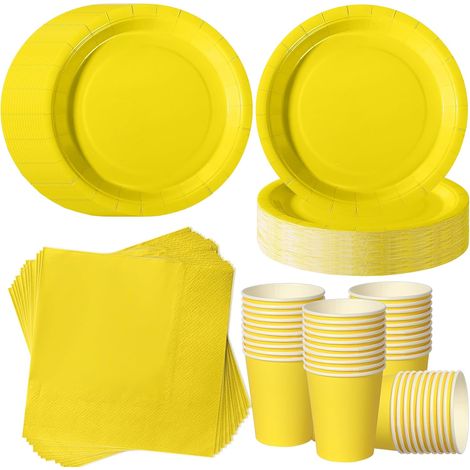 120 Pièces Vaisselle Jetable, Assiettes 7 Pouces, Gobelets, Serviettes Papier, Fête Anniversaire Mariage