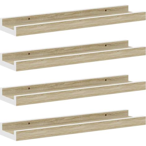 Maison Exclusive - Wandregale 4 Stk. Weiß und Sonoma-Eiche 40x9x3 (1/5)