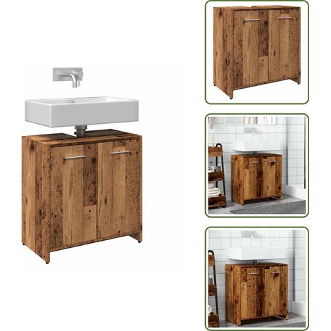 Waschbeckenunterschrank Altholz-Optik 60x33x60 cm Holzwerkstoff - Waschbeckenschrank - Waschbeckenschränke - Waschtisch - Waschtischunterschrank (1/5)