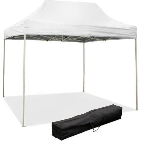 Gazebo Richiudibile Pieghevole 3x2m in Acciaio e PVC Impermeabile Bianco (1/5)