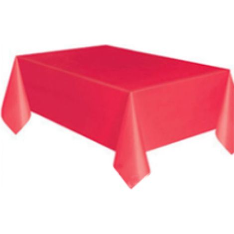 Nappe de couleur unie en plastique jetable PE nappe ronde rectangulaire anti-taches d'huile fête d'hôtel à la maison(rouge) (1/4)
