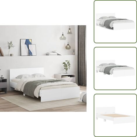 The Living Store Cadre de lit sans matelas blanc 120x200 cm - Cadre De Lit - Lit Double - Lit Blanc - Meuble Chambre - Literie (1/5)