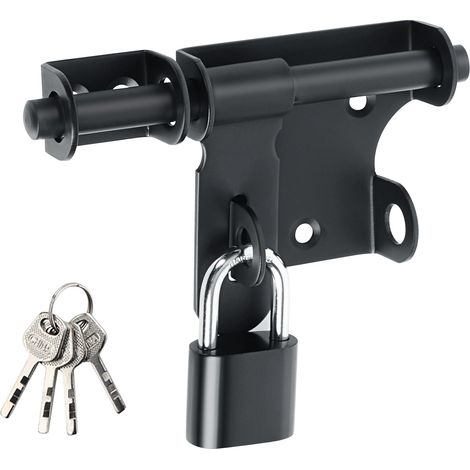 Verrou Porte Exterieur Coulissante à Bascule Boulon, Loquet de Porte Interieure Loquet Portail avec Vis pour Garage, Remise et Jardin, Noir Mat en Acier Inoxydable, 150MM