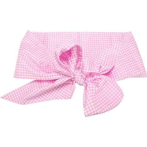Couverture d'emmaillotage pour nouveau-né, en coton avec nœud papillon, idéale pour les photos de bébé (à carreaux rose clair) (1/5)