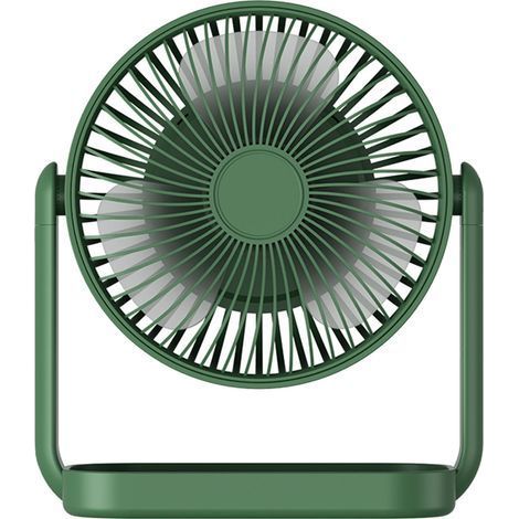 Petit ventilateur de bureau 3 pales multifonctionnel silencieux rechargeable Mini pour la maison Camping bureau Vintage vert (1/5)