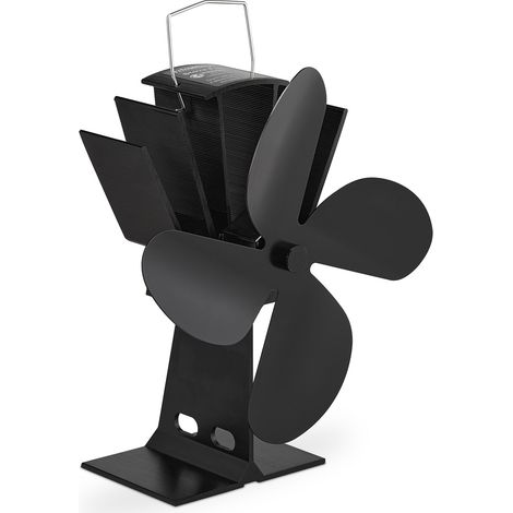 Relaxdays Ventola per Stufa Senza Elettricità, Silenzioso, Ventilatore per Camino & Forno, Accessorio con 4 Pale, Nero (1/5)