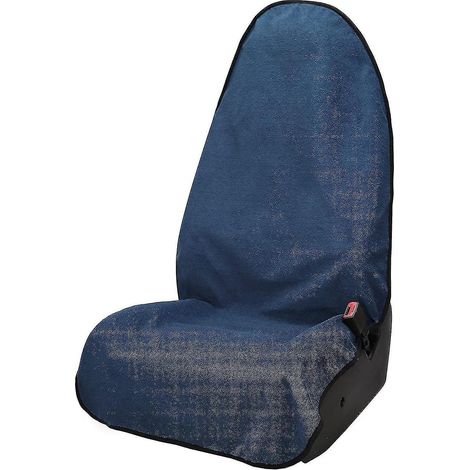 Housse de siège universelle pour voiture, en tissu éponge imperméable et absorbant la transpiration, idéale pour le yoga, la natation et la plage (CushiBlue). (1/4)