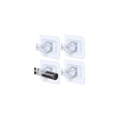 Support Tringle Rideau Sans Percage Auto-Adhésif Transparent pour Diamètre ≤2,2 cm (4 Pièces) - Crezuo