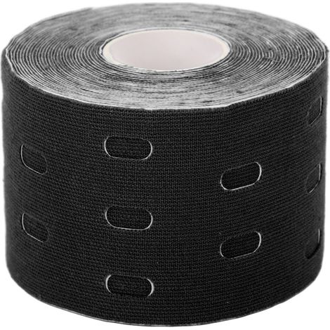 Bandage musculaire élastique avec trous de ventilation, ruban adhésif athlétique noir pour épaules, poignets et chevilles (1/5)
