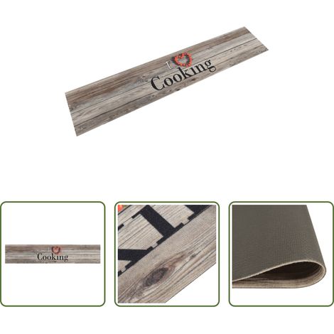 vidaXL Waschbarer Teppich - Küchenteppich Waschbar Cooking Grau 60x300 cm Samt (1/5)