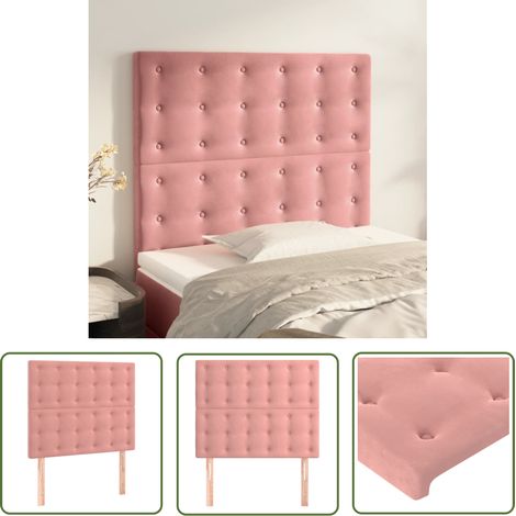 The Living Store Têtes de lit 2 pcs Rose 100x5x78/88 cm Velours - Tête De Lit - Tête De Lit Velours - Meuble Chambre - Literie - Décoration Chambre (1/5)