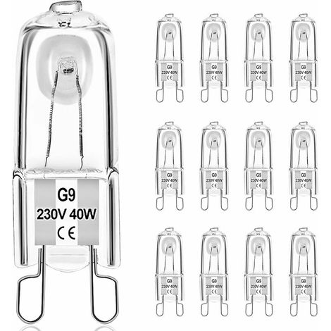 G9 Light Bulb 40W 230V Halogen Light Bulbs, Pack of 12 G9 Halogen Lamp Warm White Dimmable 2700K 480LM (1/5)