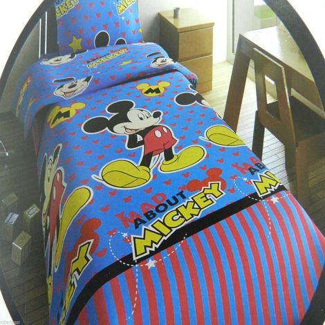 KOMPLETTESEINZELBETT-SET,3-TEILIG,MATRATZENBEZUG,KISSENBEZUG,LAKEN,MICKEYMOUSE