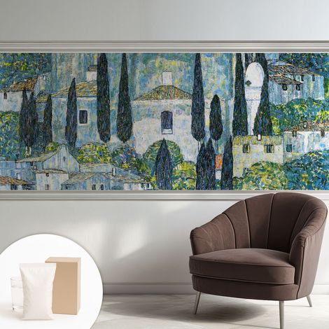 Papier peint avec colle pour décoration moderne de salon chambre à coucher cuisine et bureau Facile Maisons en cyprès 250x104 cm (1/5)