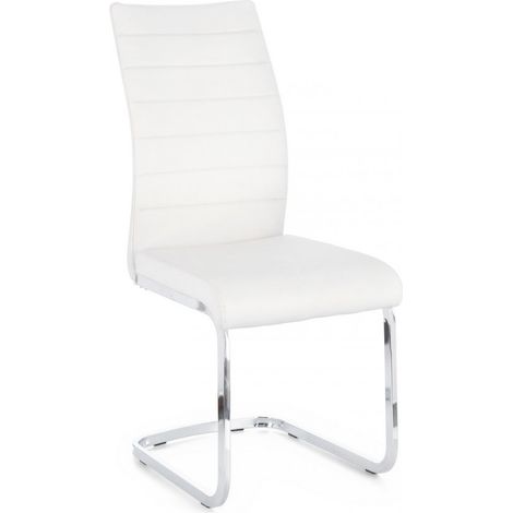 Sedia moderna imbottita in ecopelle bianco MYRA (1/5)