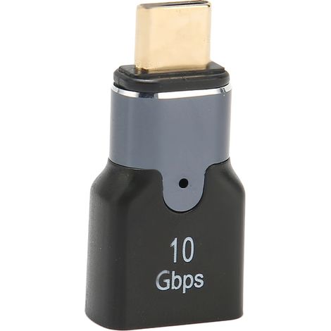 Adaptateur magnétique USB femelle vers USB-C, transmission 10 Gbit/s, alliage d'aluminium, petit format compact, adaptateur USB-C 3 A avec effet lumineux (1/5)