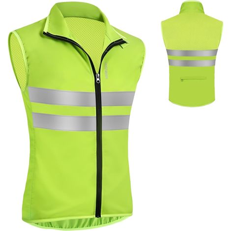 Gilet de Sécurité, Gilet Réfléchissant Haute Visibilité, Gilet Fluo, Respirant Plein Air Veste Cyclisme Réfléchissante, Vêtements de Travail de Sécurité pour la Course, le Cyclisme (1/5)