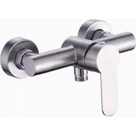 4-Loch-Duscharmatur aus gebürstetem Edelstahl mit wandmontiertem Umsteller für Badewanne und Bidet, für den Innen- und Außenbereich, Silber