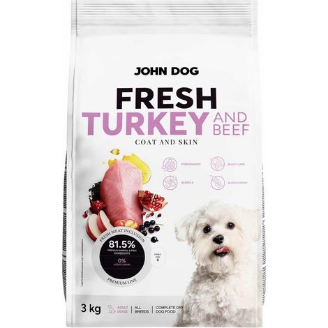 John Dog ADULT FRESH TURKEY & BEEF Karma sucha dla psa 3kg