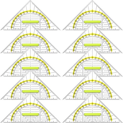 Lot de 10 Triangles de Géométrie Transparent Équerres Géométriques Flexible pour Dessiner des Cercles pour Les Étudiants Bureau Designer Peinture (1/5)