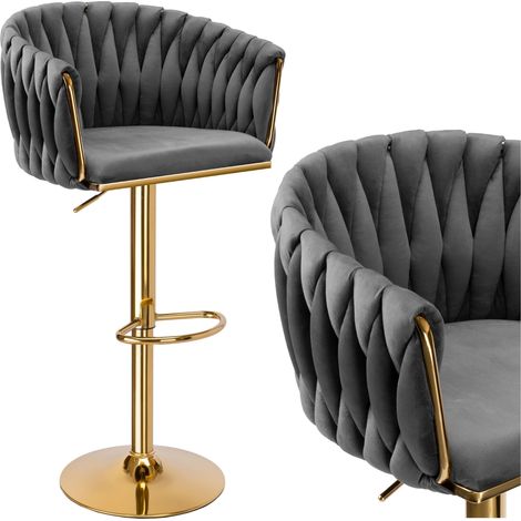 Barhocker Cofton Gold aus graphitfarbenem Samt