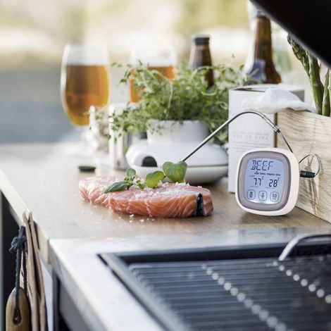 法语标题:Thermomètre numérique tactile pour aliments et viandes, avec sonde, outil de cuisson et minuterie, cuisine digitale (1/5)
