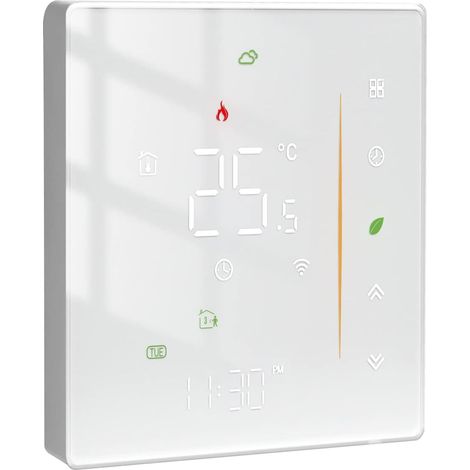 Termostatos inteligentes Tuya para calefacción por suelo radiante, control inalámbrico mediante la aplicación Tuya/Smart Life/Alexa/Google Home, WiFi de 2,4 GHz, 16 A, blanco.