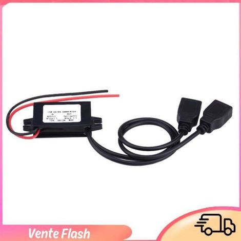 Module Convertisseur DC 12V vers 5V - 3A - Double Port USB - Étanche - ABS - 4,1 x 2,1 x 1,8 cm - 1 Pièce (1/4)