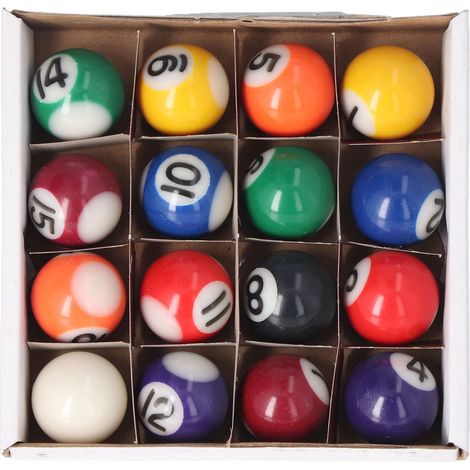 Jeu de 16 boules de billard 25mm, résine, style américain, accessoires table (1/5)