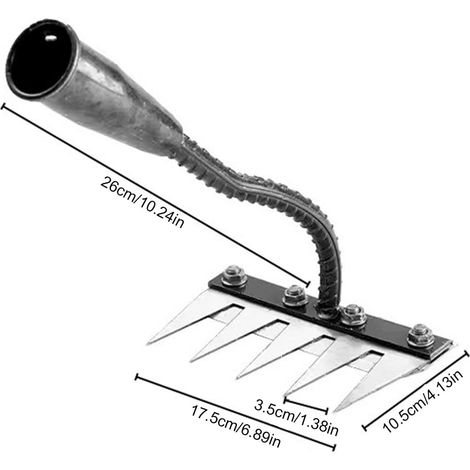 Rastrello da giardino in acciaio al carbonio, smontabile e resistente, ideale per diserbare e coltivare le stoppie - ALTRO (1/3)