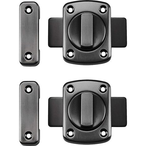 Serrure de porte en alliage de zinc avec pêne pivotant, lot de 2, pour la sécurité de la maison (salle de bain, chambre, toilettes), 6 vis incluses (1/5)